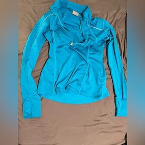 Athletica Turquoise blue Long Sleeve small quarter zip Top